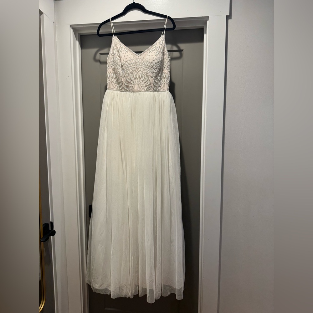 Adrianna Papell Cream and Silver Dress - wedding